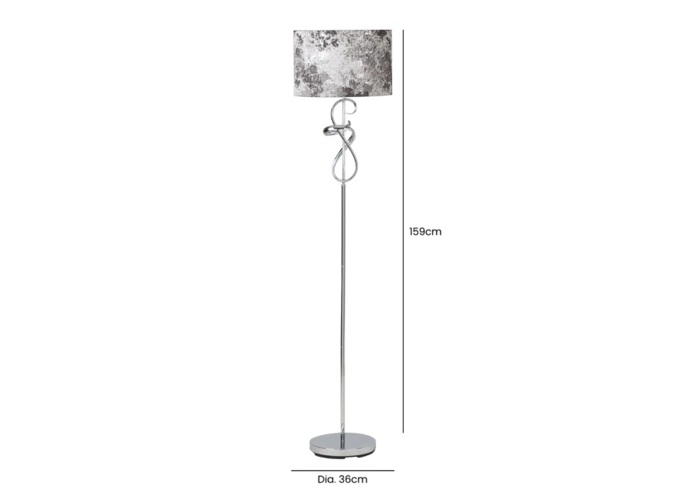 159cm Chrome Swirl Floor Lamp with Black Shade by Lina Home - Image 2
