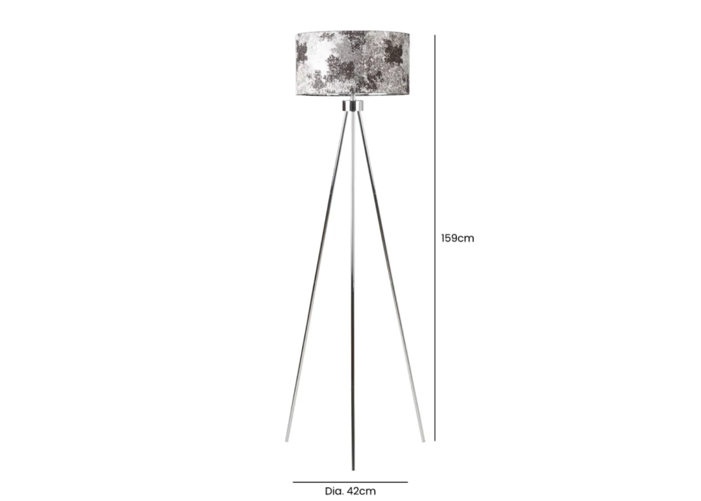 159cm Chrome Tripod Floor Lamp with Black Shade by Lina Home - Image 2