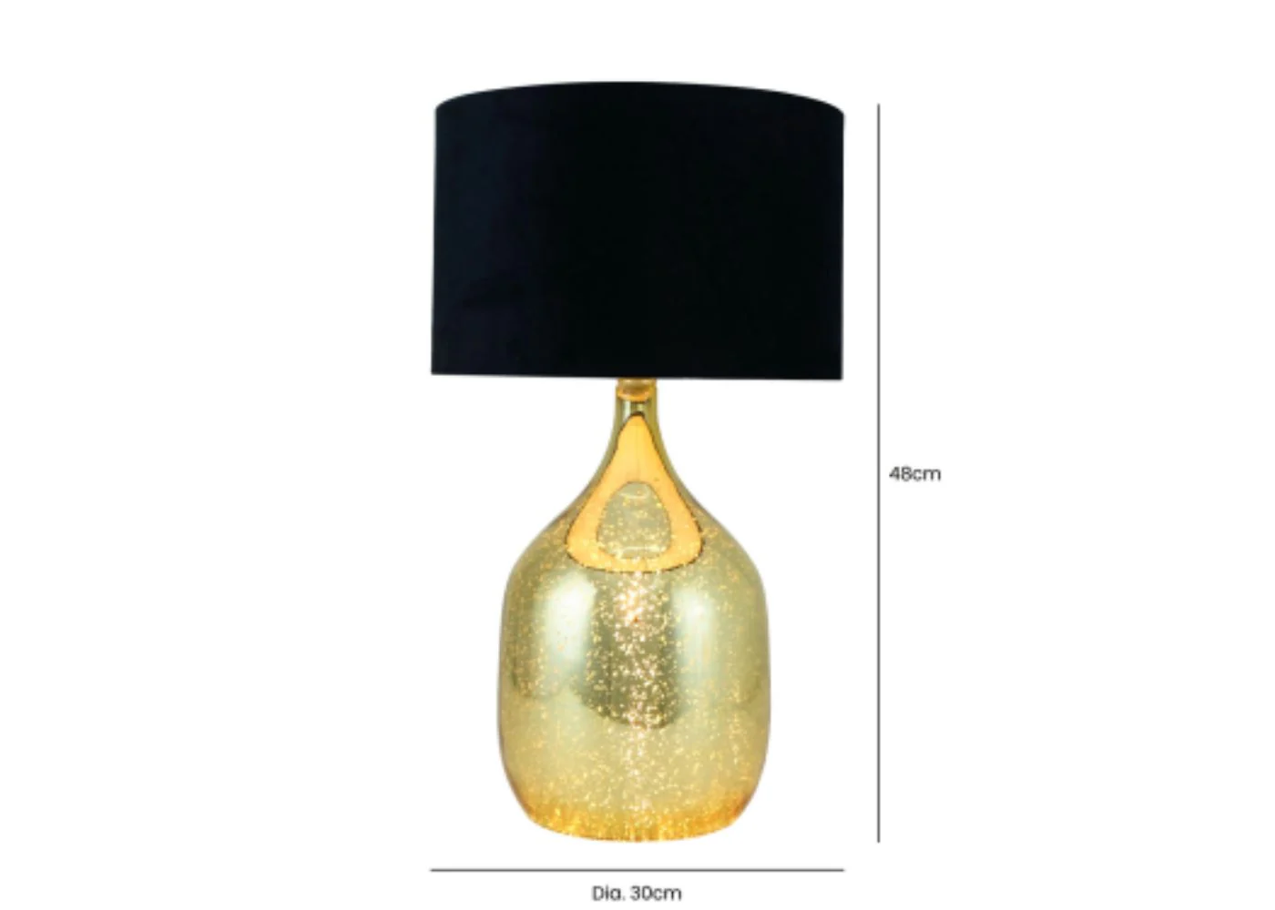 48cm Gold Glass Table Lamp With Black Shade by Lina Home - Image 4