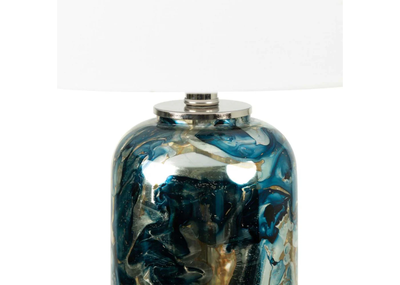61.2cm Blue and Silver Table Lamp with White Shade by Lina Home - Image 4