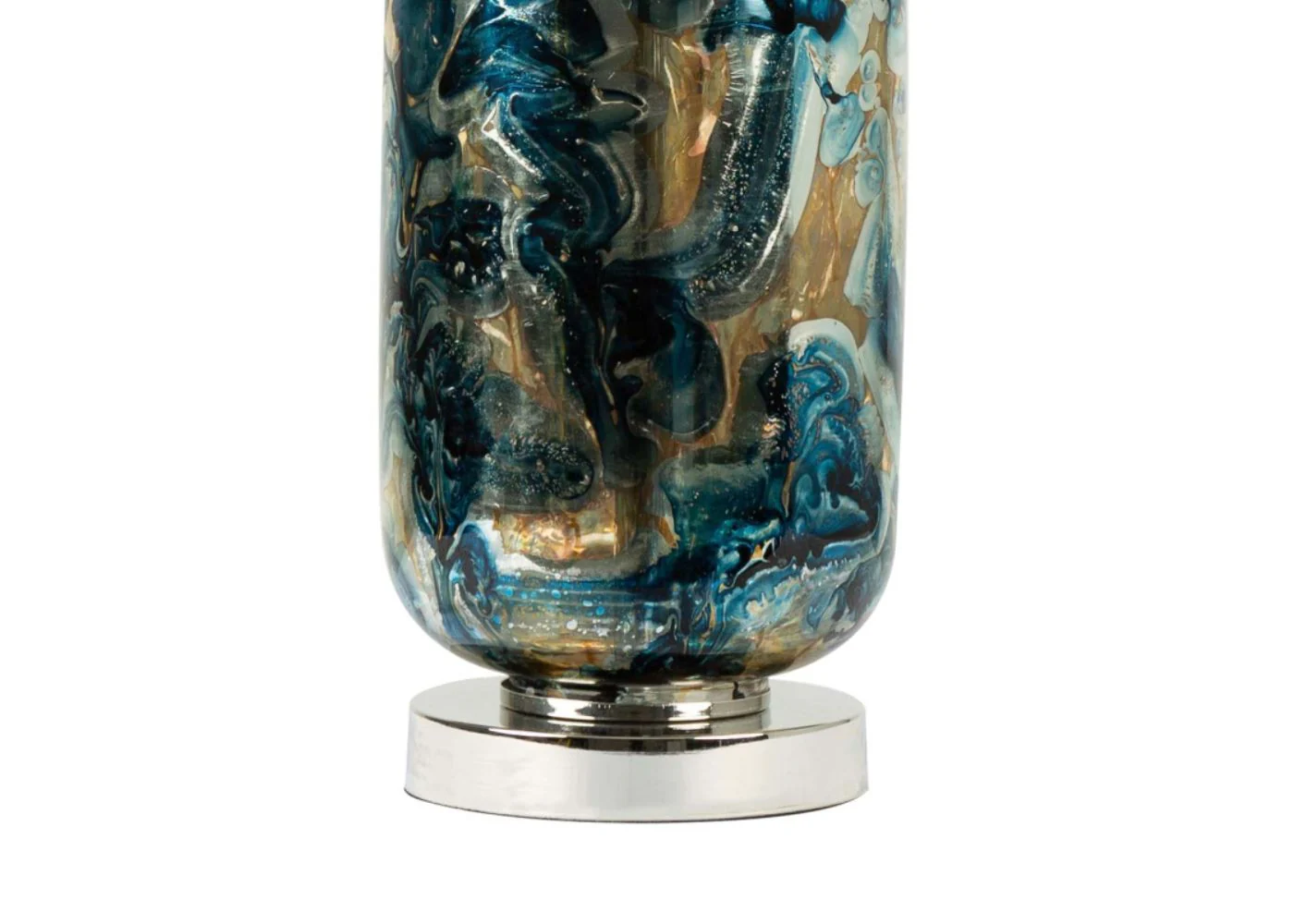 61.2cm Blue and Silver Table Lamp with White Shade by Lina Home - Image 6