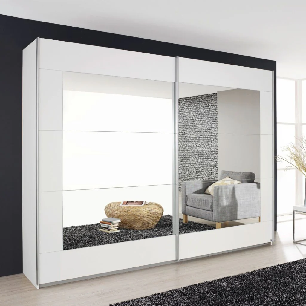 Alegro Alpine White 2-Door Mirrored Sliding Wardrobe Range by Rauch