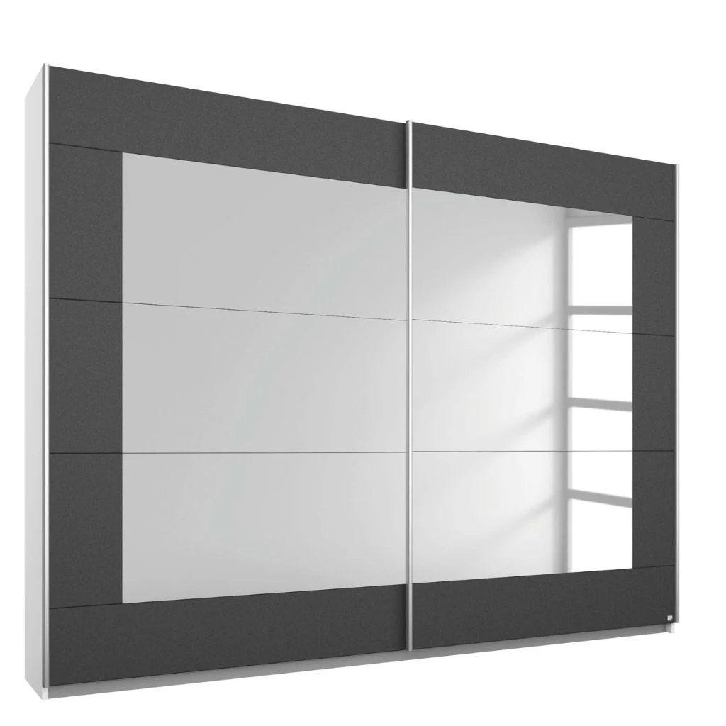 Alegro Metallic Grey 2-Door Mirrored Sliding Wardrobe Range by Rauch