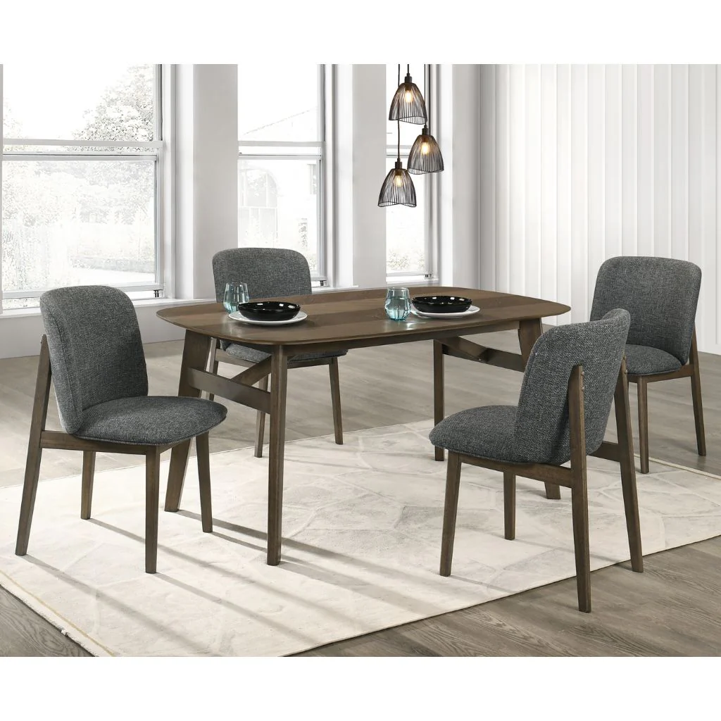 Alice 150cm Dining Table + 4 Grey Chairs by Derrys