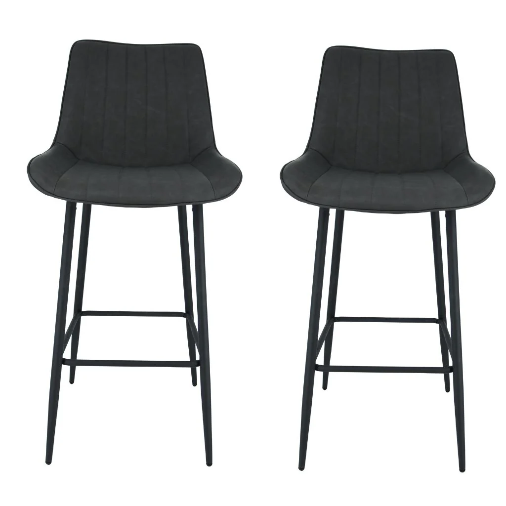 Pair of Anglia Charcoal PU Bar Stools by Balmoral