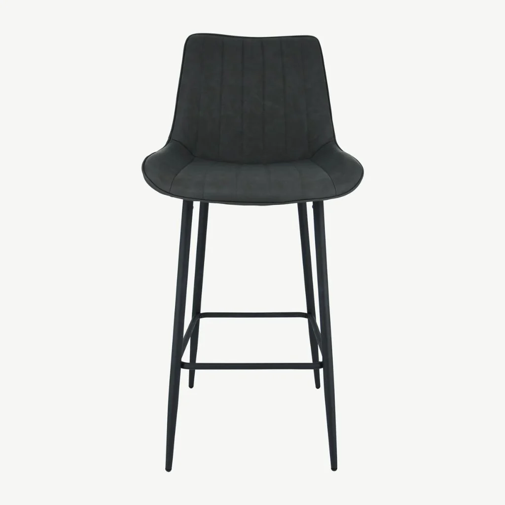 Pair of Anglia Charcoal PU Bar Stools by Balmoral - Image 2