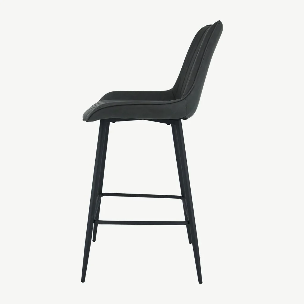 Pair of Anglia Charcoal PU Bar Stools by Balmoral - Image 3