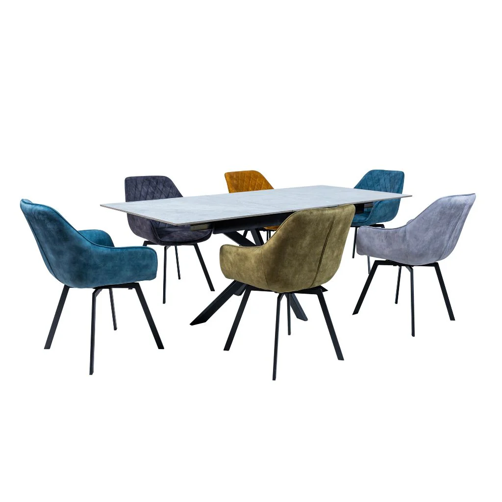 Arezzo 1.6m Italy Grey Extending Dining Table + 6 Villa Chairs Range - Image 2