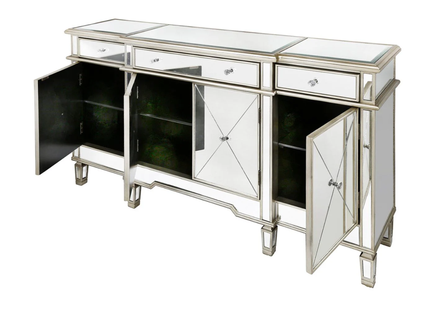 Beaumont Gold 3-Drawer & 4-Door Mirrored Sideboard by Lina Home - Image 6