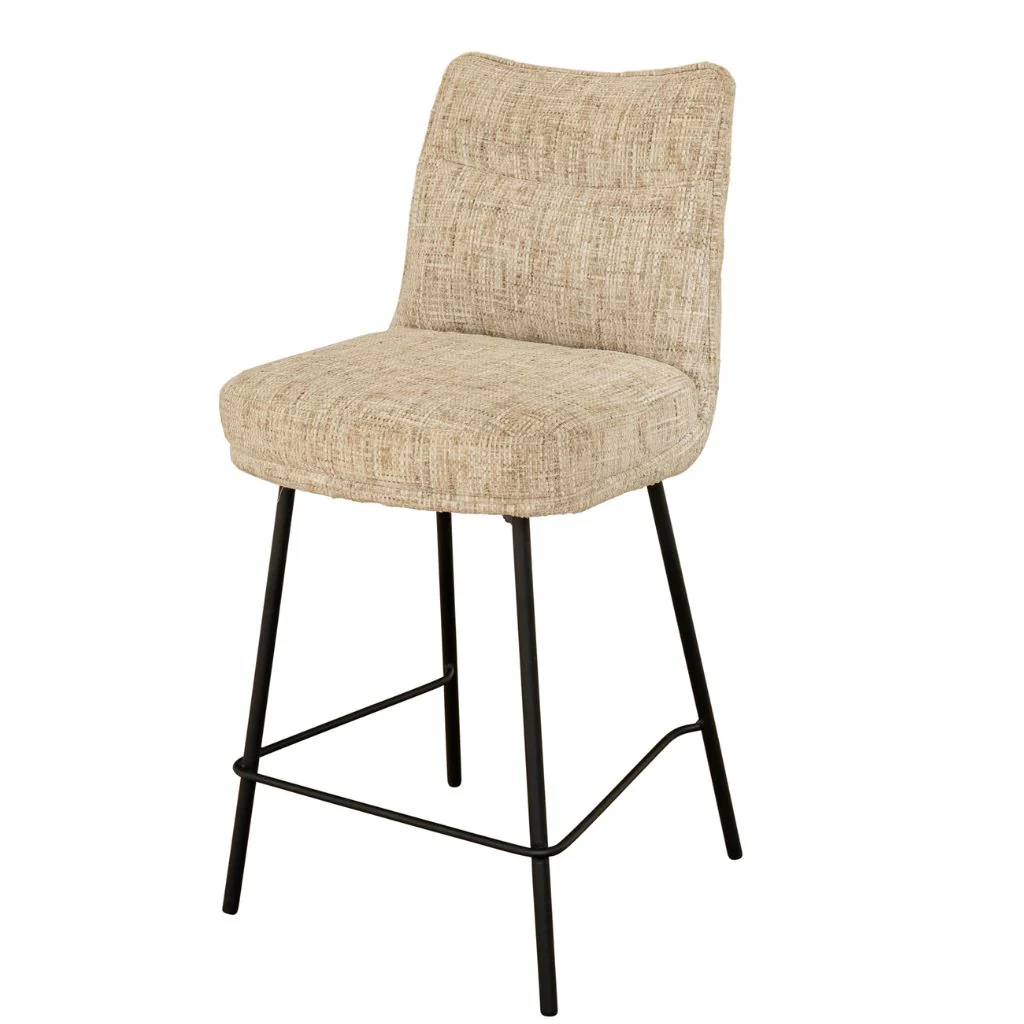 Belforte Oatmeal Fabric Counter Stool