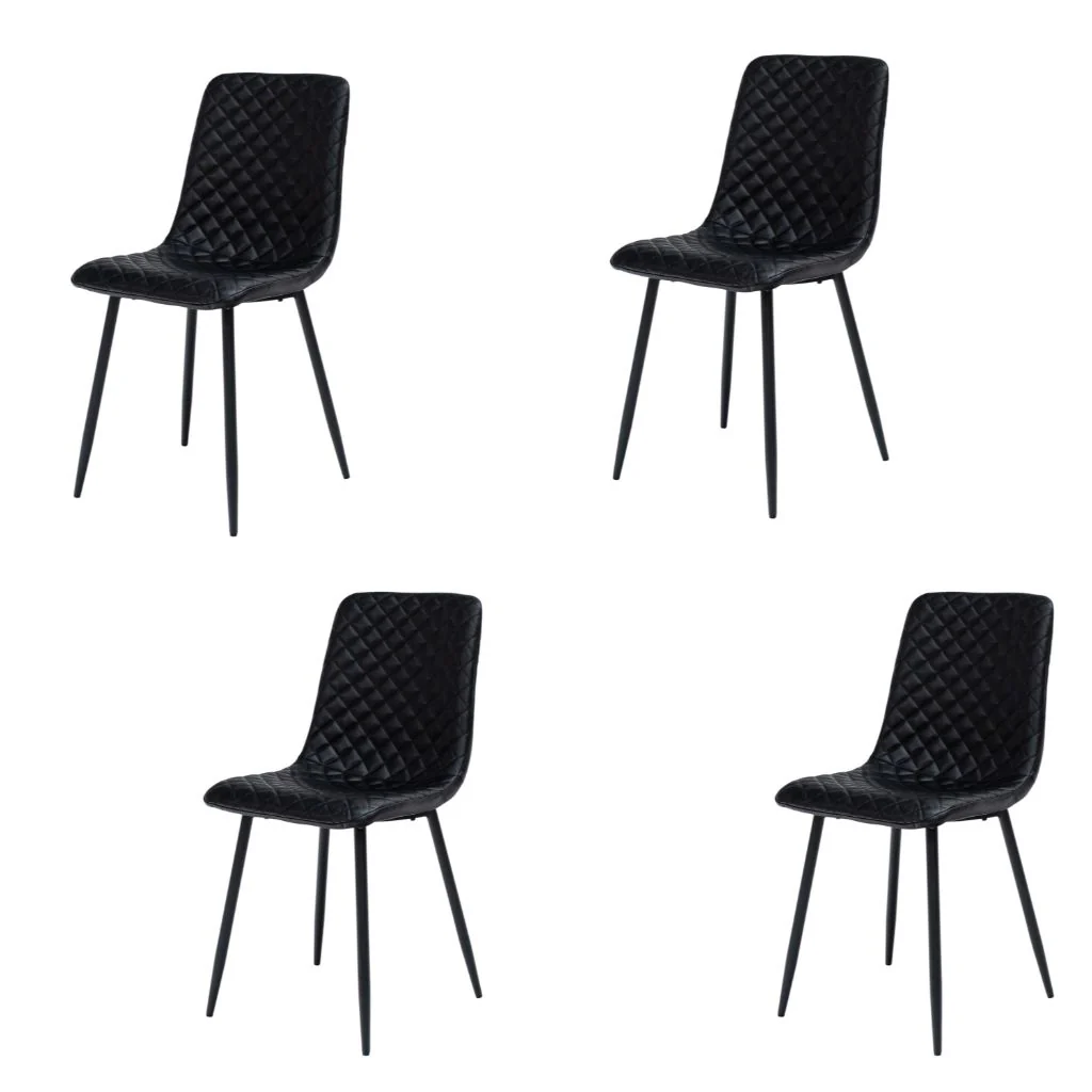 Box of 4 Black PU Dining Chairs
