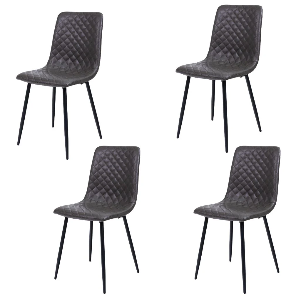 Box of 4 Grey PU Dining Chairs
