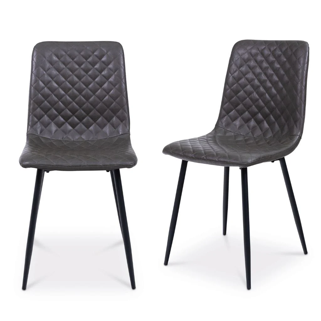 Box of 4 Grey PU Dining Chairs - Image 4
