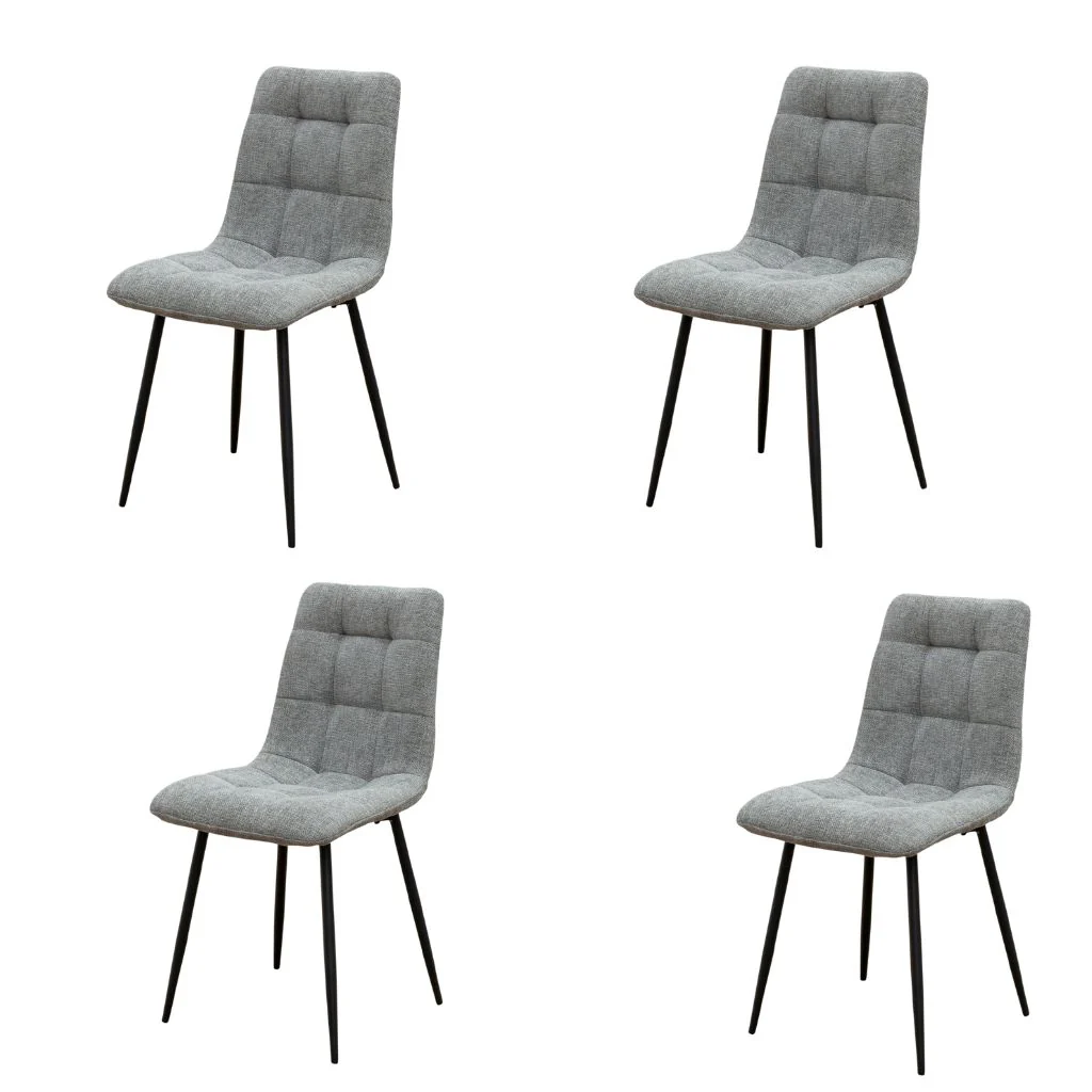 Box of 4 Nereto Grey Fabric Dining Chairs