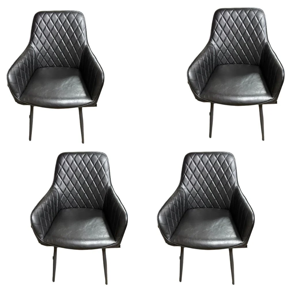 Box of 4 Primo Black PU Dining Chairs