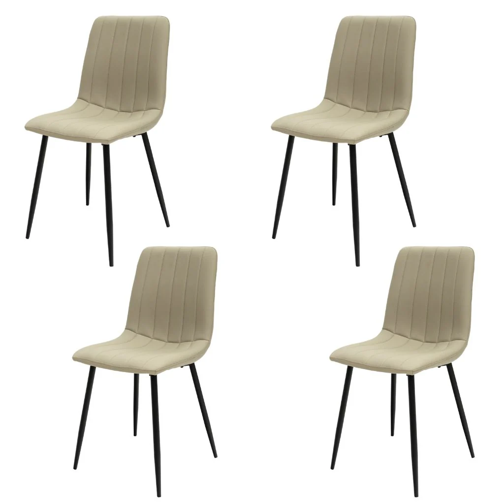 Box of 4 Stone PU Dining Chairs
