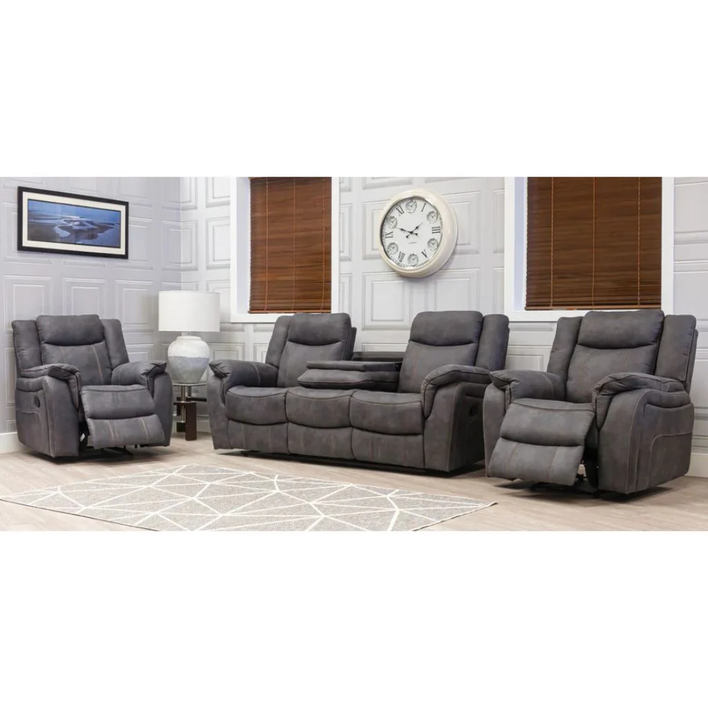 Brooklyn Charcoal 3 w/ Console + 1 + 1 Sofa Set by SofaHouse