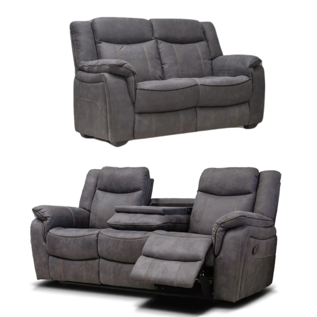 Brooklyn Charcoal 3 w/Console + 2 Sofa Set by SofaHouse