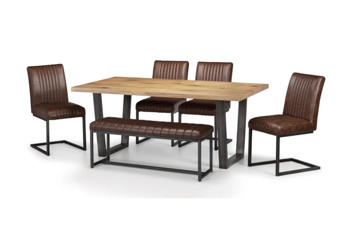 Brooklyn Dining Table, 4 Chairs & an Upholstered Bench by Julian Bowen - Image 5