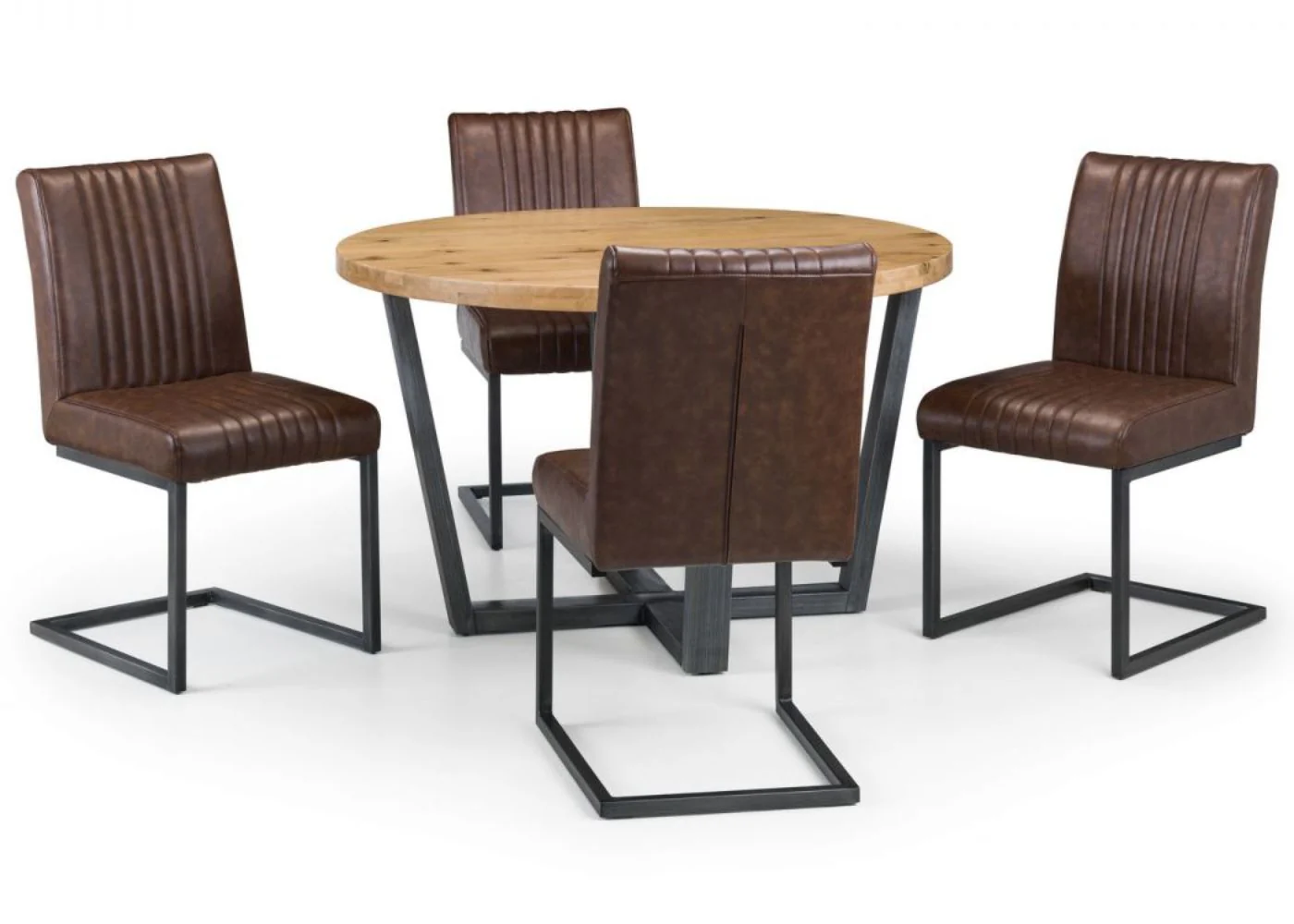 Brooklyn Round Dining Table + 4 Chairs Set by Julian Bowen - Image 2