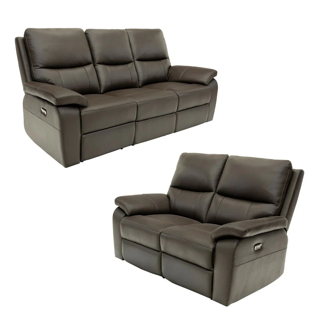 Canna Chocolate Leather Electric Reclining 3+2 Sofa Set