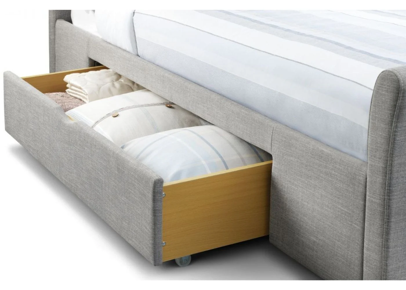 Capri Light Grey Linen Bedframe with Drawers Range by Julian Bowen - Image 12