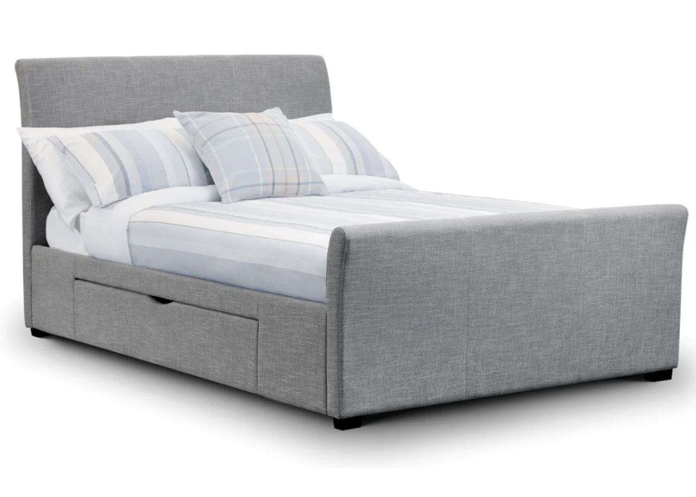 Capri Light Grey Linen Bedframe with Drawers Range by Julian Bowen - Image 3