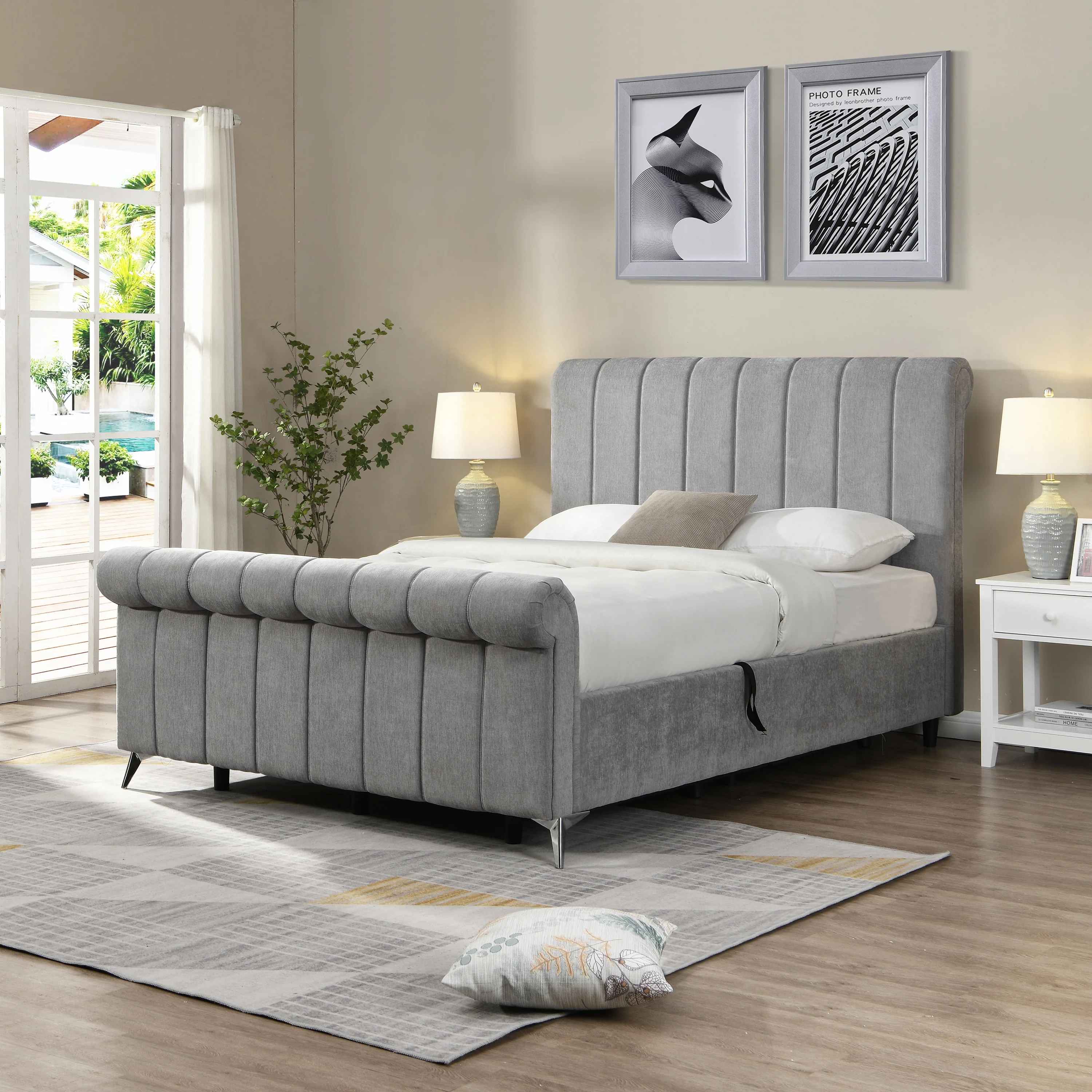 Carlow Grey 4ft 6 Storage Bedframe by GIE