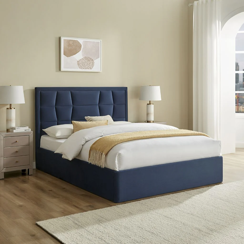 Carmen Navy Blue Storage Bedframe Range by Limelight - Image 2