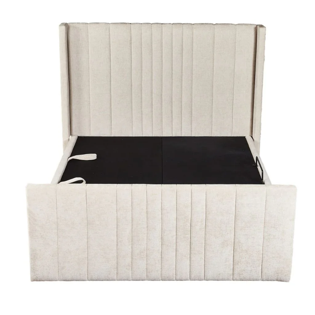 Clara Beige Side Opening Ottoman Bedframe by Honey B