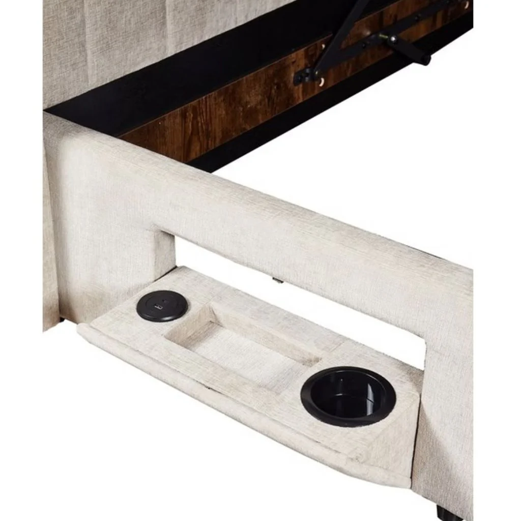 Clara Beige Side Opening Ottoman Bedframe by Honey B - Image 3