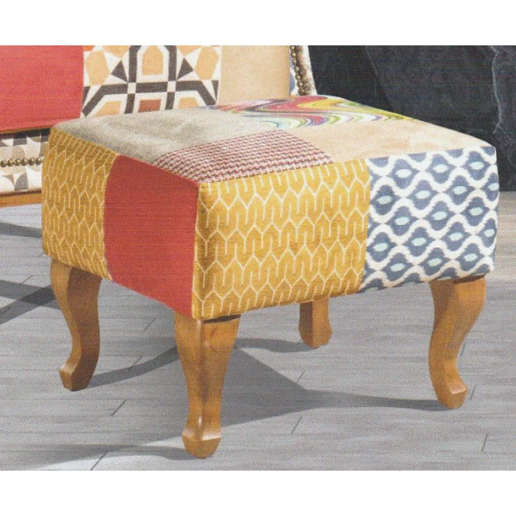 Clio Multicolour Patchwork Footstool by GMAC