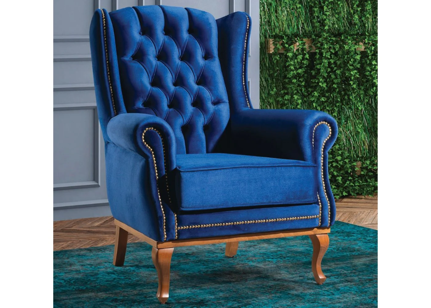 Clio Navy Wing Chair by GMAC
