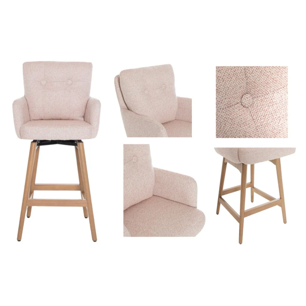 Pair of Cotswold Blush Pink Counter Stools by Annaghmore - Image 3
