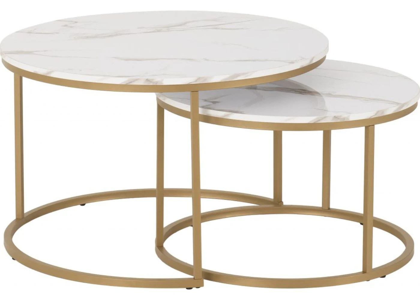 Dallas Round Coffee Table Set in Marble/Gold Effect by Wholesale Beds
