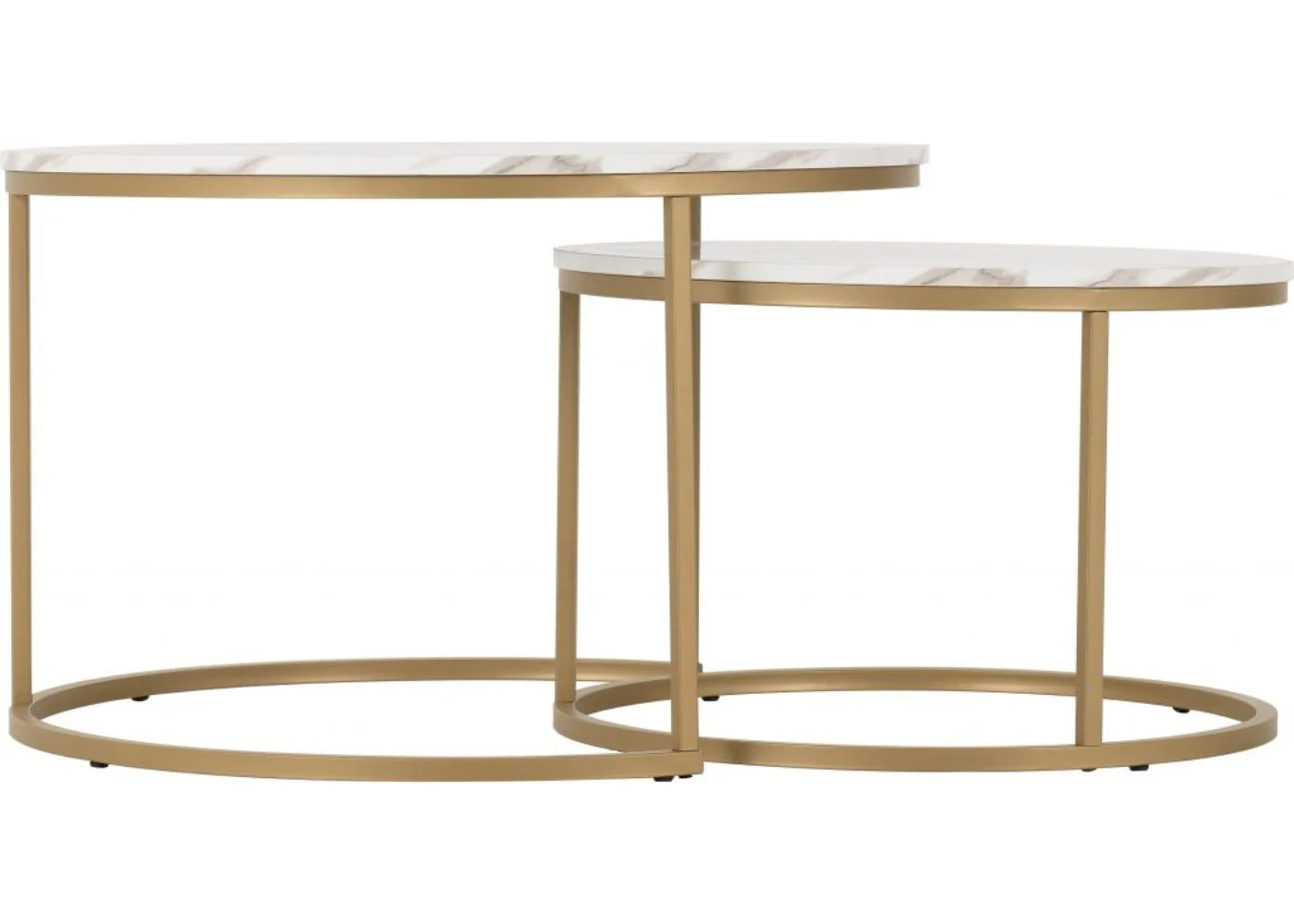 Dallas Round Coffee Table Set in Marble/Gold Effect by Wholesale Beds - Image 2