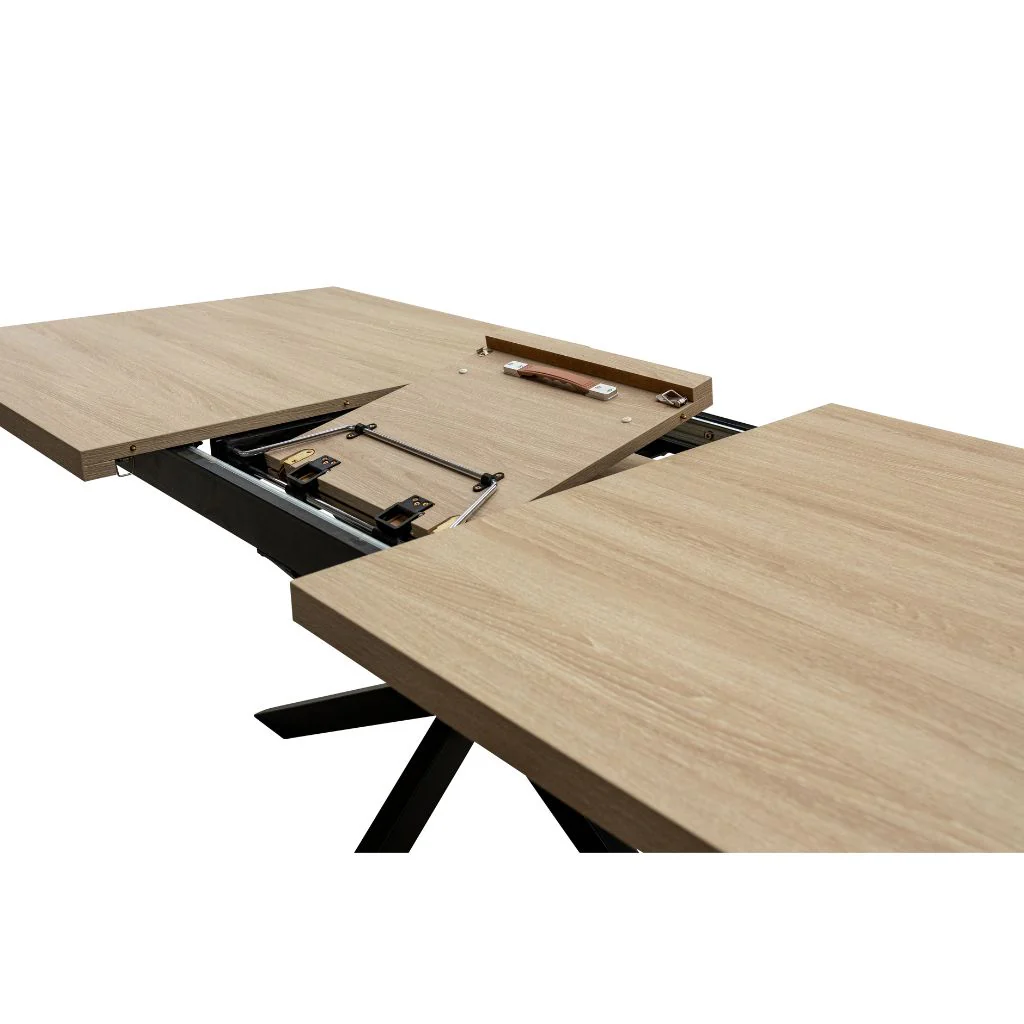 Delta 1.6m Extending Oak Dining Table + 6 Riace Chairs - Image 4