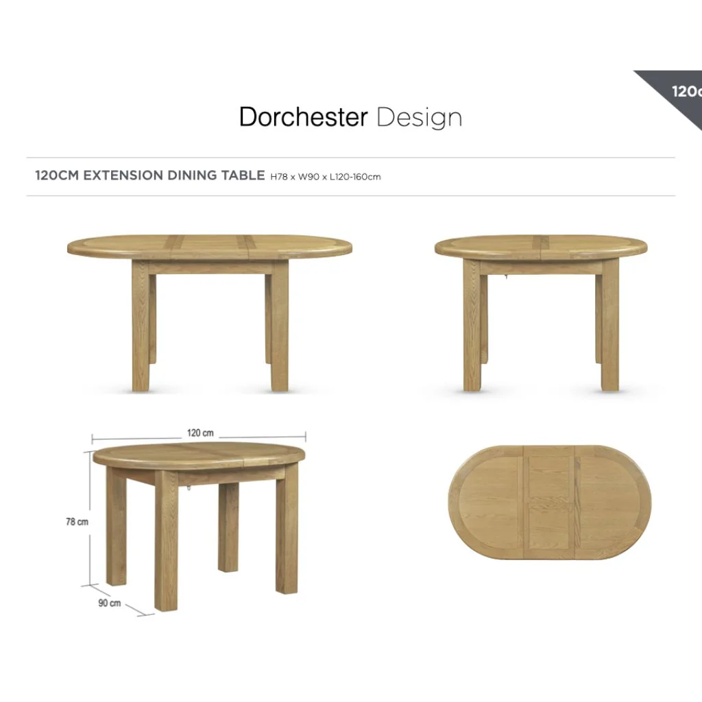 Dorchester Oak 1.2m Extending Dining Table + 4 Chairs Set by Annaghmore - Image 2