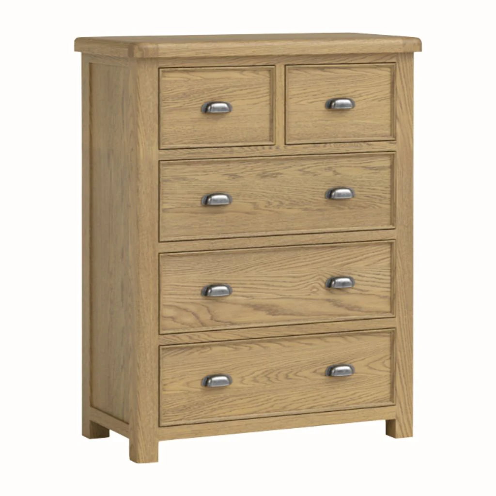 Dorchester Oak 2 Over 3 Drawer Chest by Annaghmore