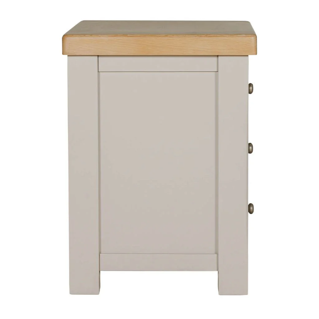 Doune Taupe 3 Drawer Bedside Table by Vida Living - Image 3