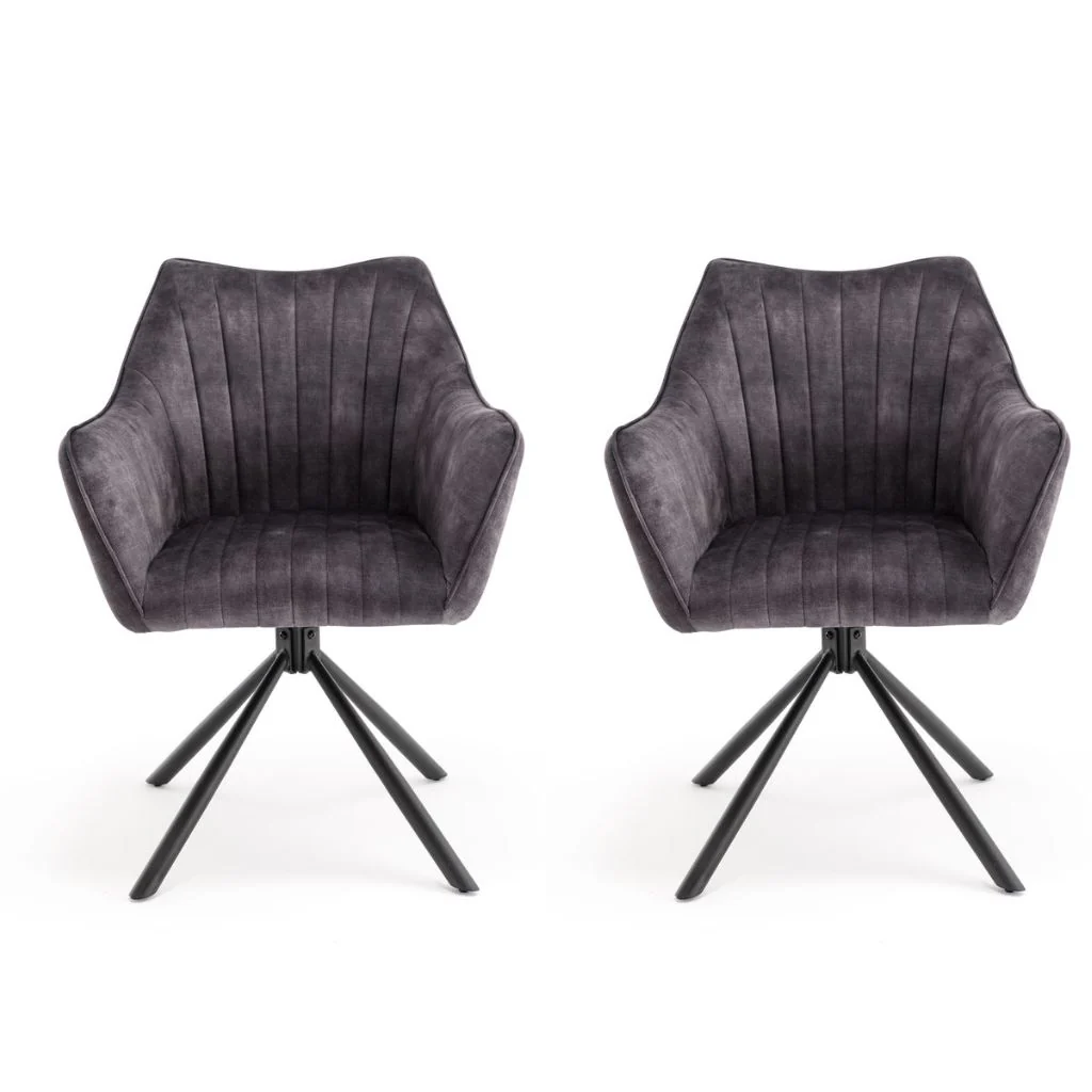 Pair of Elmer Anthracite Dining Chairs by Balmoral