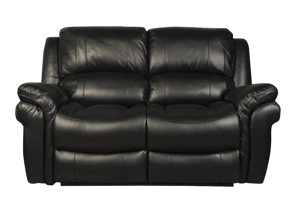 Farnham Black Leather Air Reclining Sofa Range by Annaghmore - Image 5