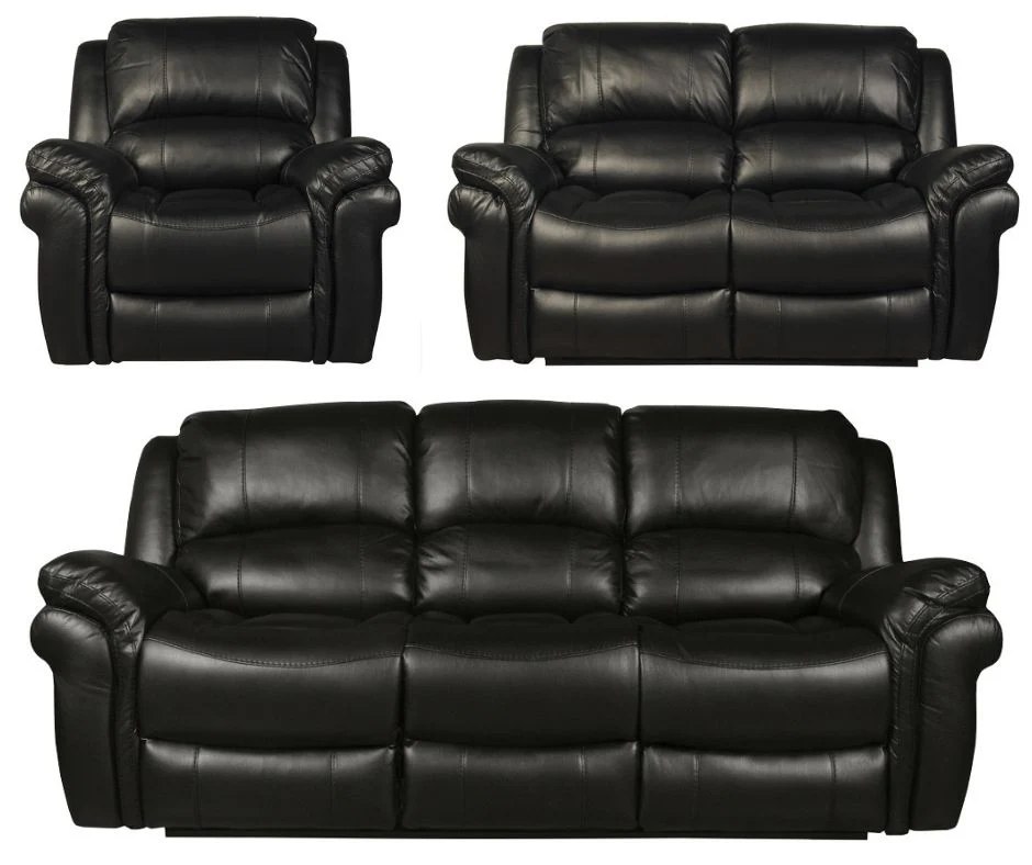 Farnham Black Leather Air Reclining Sofa Range by Annaghmore - Image 8