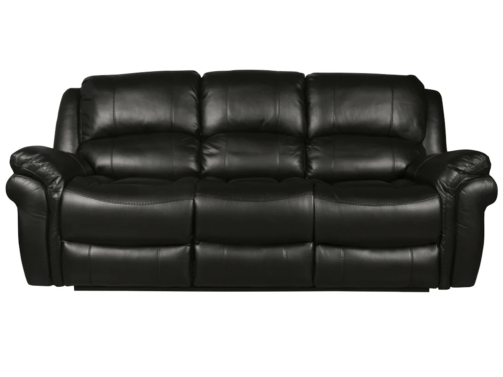 Farnham Black Leather Air Reclining Sofa Range by Annaghmore - Image 9