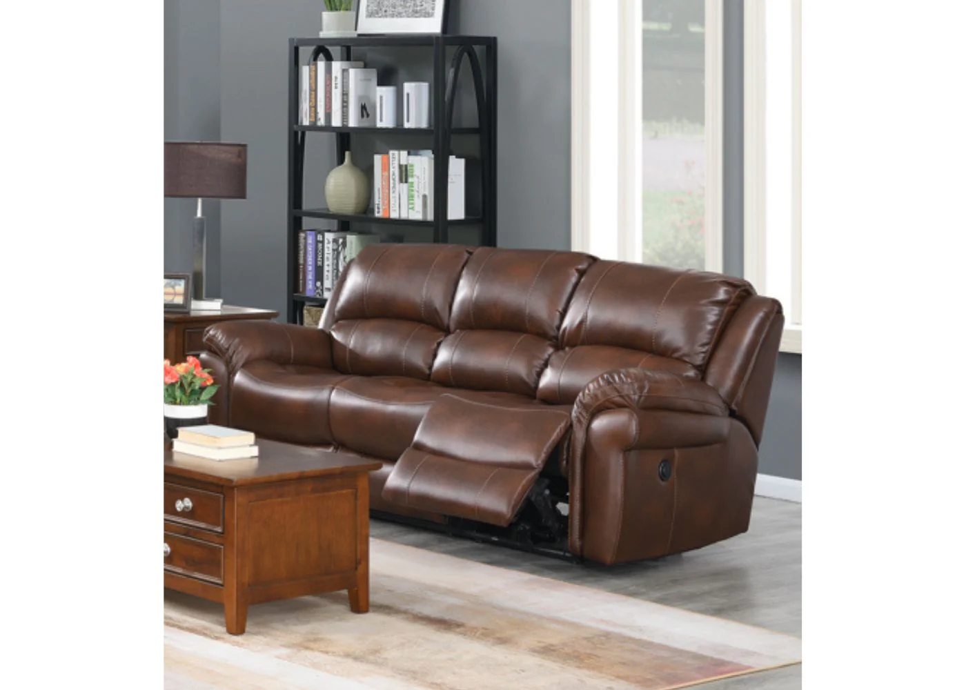 Farnham Electric Reclining Leather Air Sofa Range in Tan by Annaghmore - Image 7