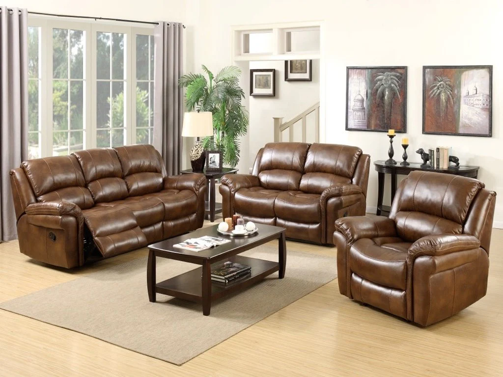 Farnham Tan Leather Air Reclining Sofa by Annaghmore - Premium Range - Image 3