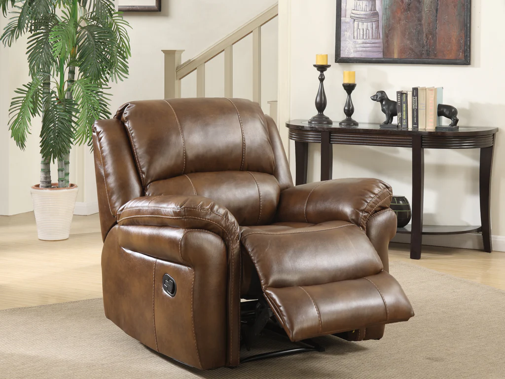 Farnham Tan Leather Air Reclining Sofa by Annaghmore - Premium Range - Image 4