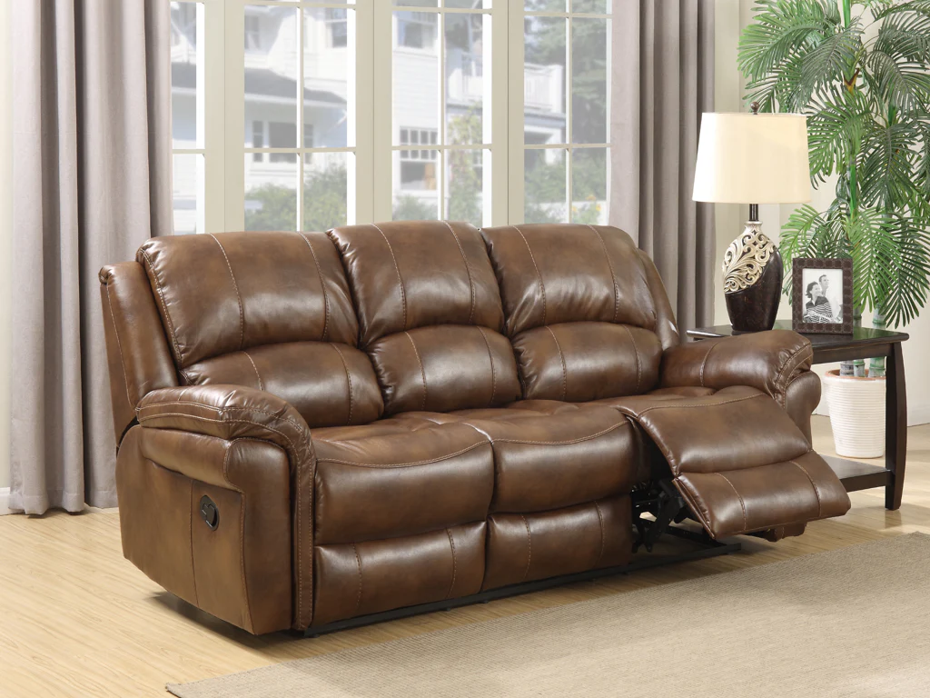 Farnham Tan Leather Air Reclining Sofa by Annaghmore - Premium Range - Image 5