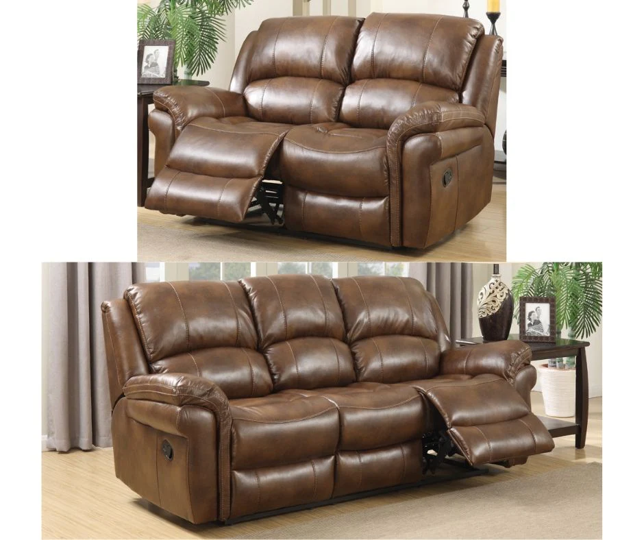 Farnham Tan Leather Air Reclining Sofa by Annaghmore - Premium Range - Image 7