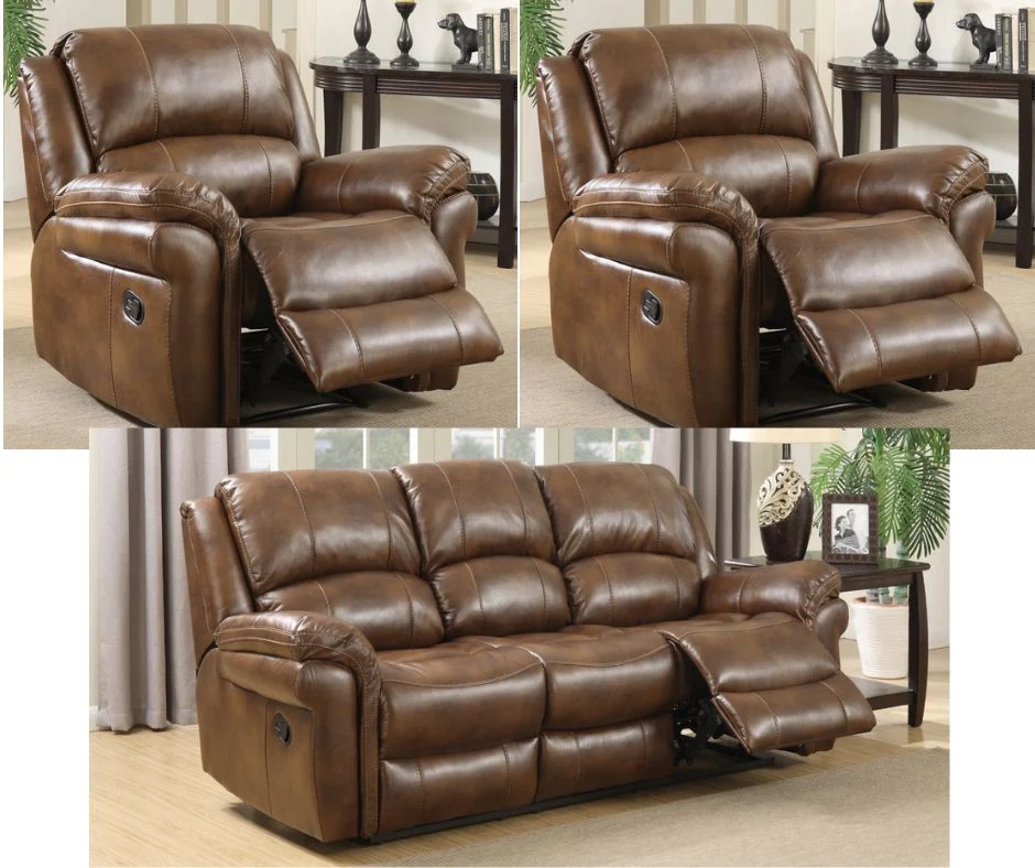 Farnham Tan Leather Air Reclining Sofa by Annaghmore - Premium Range - Image 9